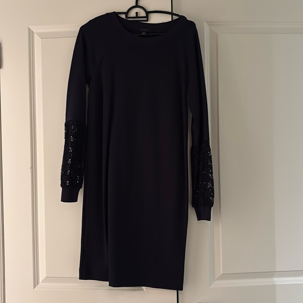Ann Taylor navy blue floral dress XXS